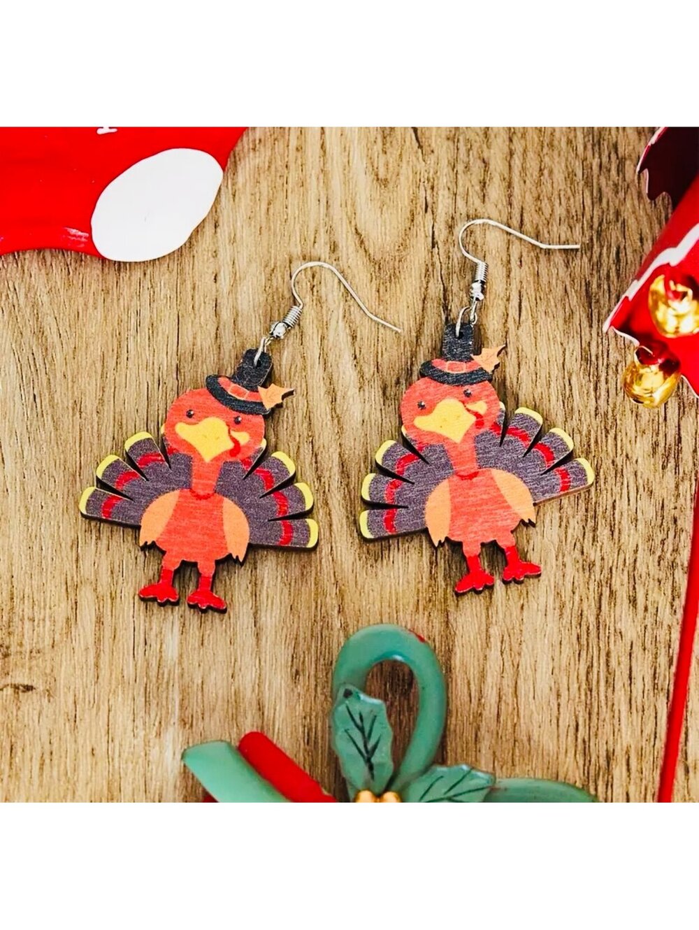 New - Thanksgiving Turkey Dangle Drop Earrings